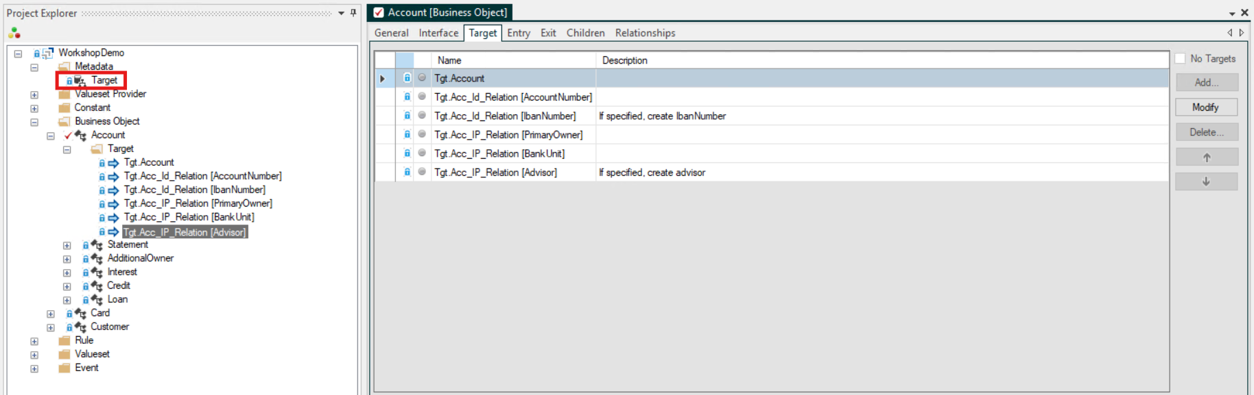 Business Object Target Screenshot
