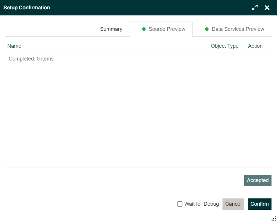 Setup Confirmation accept