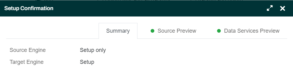 Setup Confirmation dialog