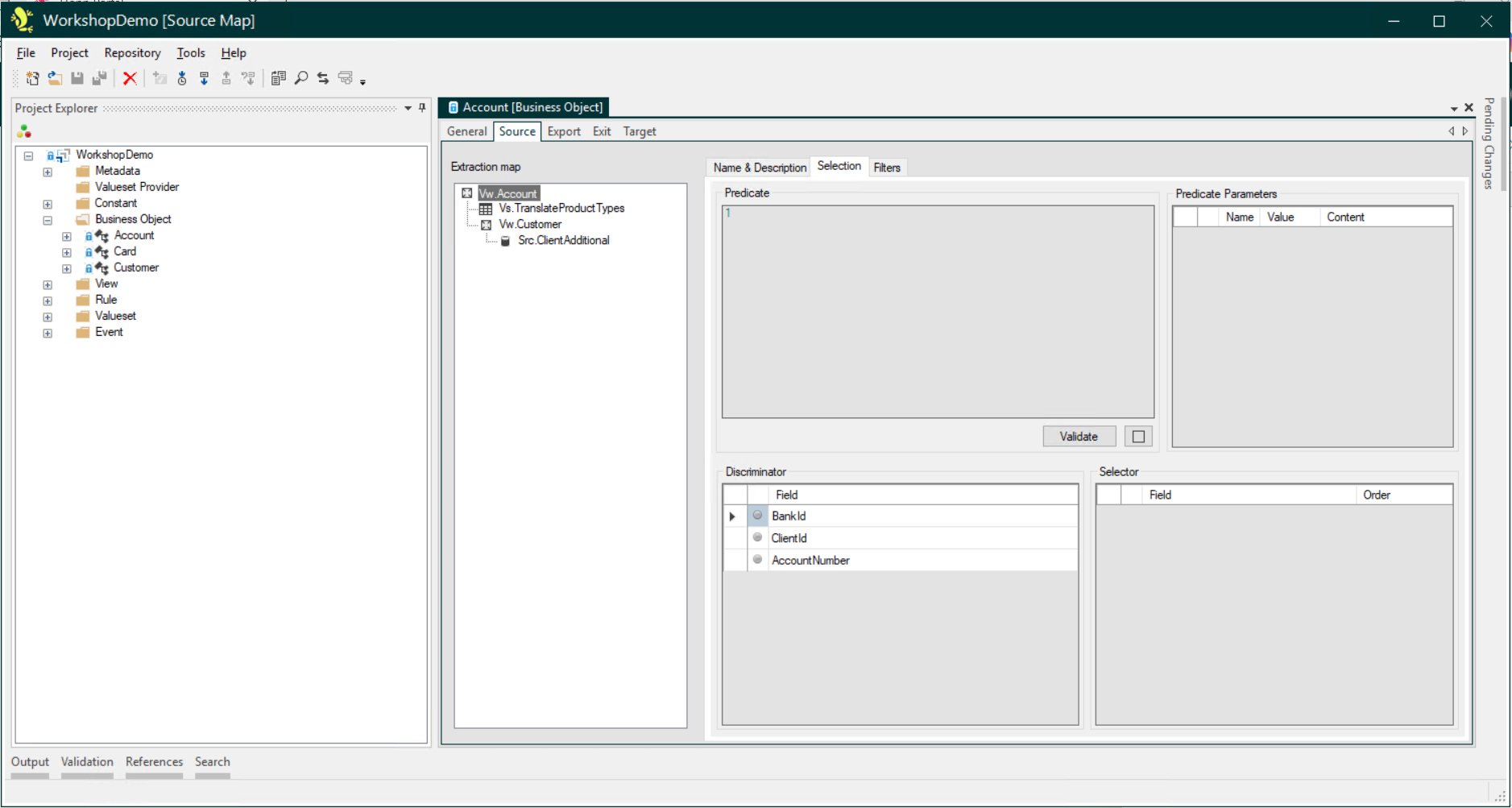 Source tab selection