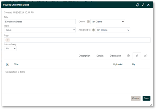Item Attachments tab