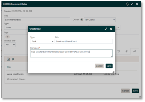 Item New Comment dialog