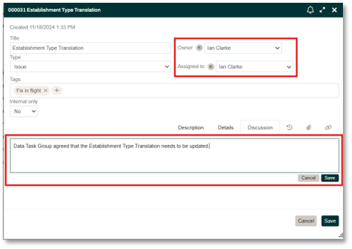 Item Owner and Assignment