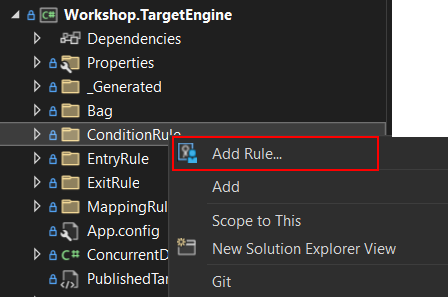 Add Rule menu option