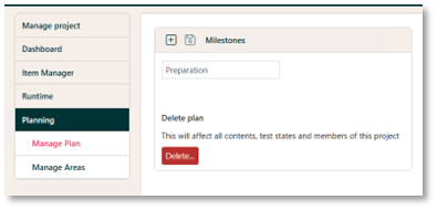 Manage Plan screen New