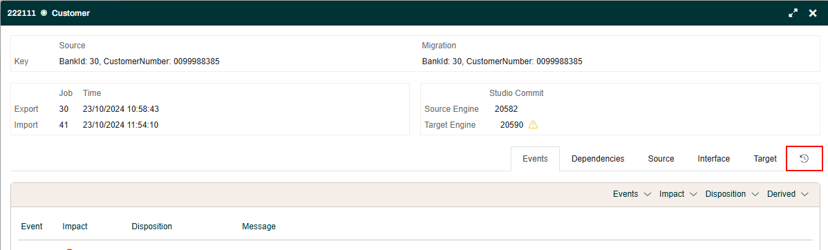 Business Object History tab