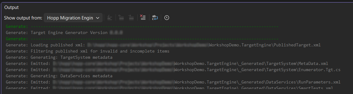 Menu VS Generate Output