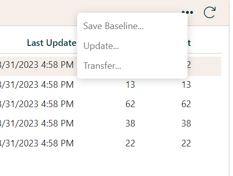Valuesets Context menu
