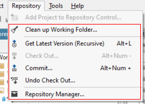 Studio Repository Main Menu